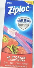 ZIPLOC Slider Bags POWER SHIELD - 26 Bags - Ziploc Storage GALLON SLIDER