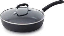 T-fal E93897 Dishwasher Safe Cookware Fry Pan with Lid, 10-Inch, Black 