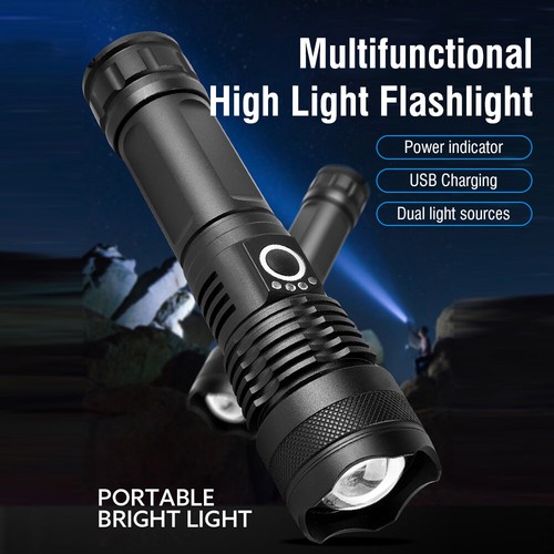Waterproof USB Rechargeable LED Telescopic Zoom Flashlight Night Camping Torch - Picture 5 of 12
