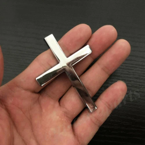 3D Chrome Metal Cross Crucifix Car Trunk Side Fender Emblem Badge Decal Sticker - Picture 3 of 4