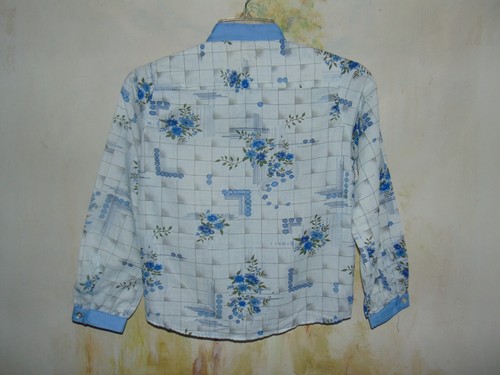 1960s Robert Dale VTG Girl's Long Sleeve Button Front Shirt White Blue Floral 10 - Picture 3 of 3