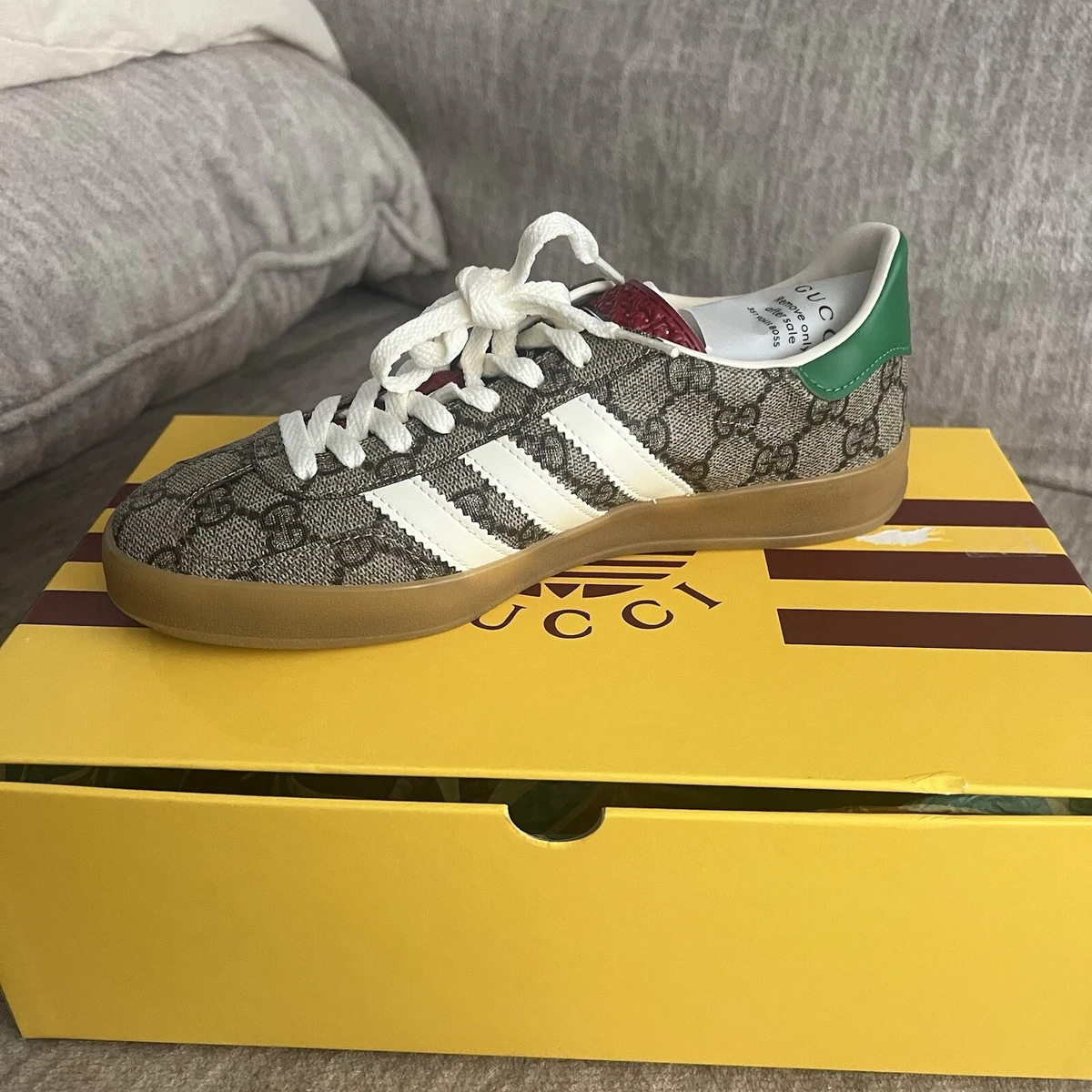 adidas gazelle silver green womens Gucci x Adidas Gazelle Beige GG Monogram