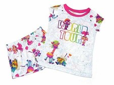 Trolls World Tour Movie Girl's Heather Gray Pajama Shorts Set