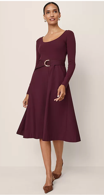 ann taylor mixed media flare midi dress Ann Taylor Petite Mixed Media Flare Midi Dress Winding Ivy Women's