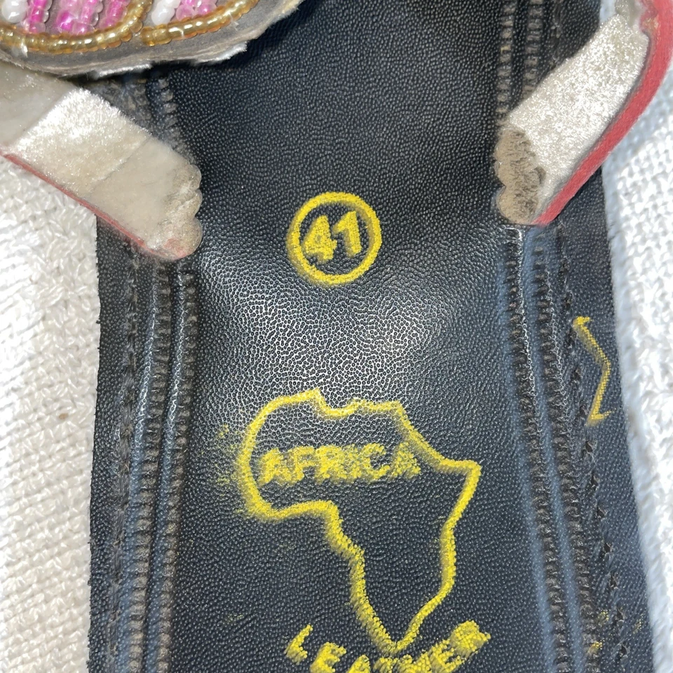 Sandálias tanga África feminina sem marca tamanho 41 EUA 10 M multicoloridas praia com miçangas - Imagem 3 de 4