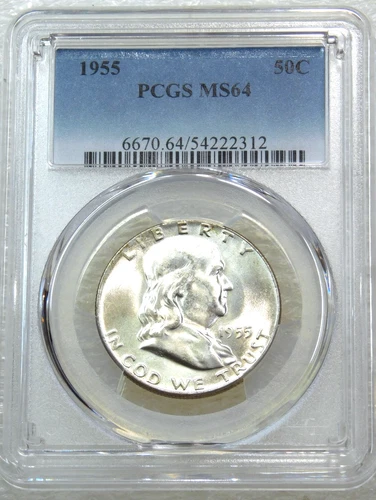 1955 P Franklin Half Dollar PCGS MS64 99% FBL Frosty Luster PQ New Holder #F267F