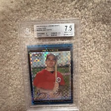 2002 Bowman Chrome Draft Joey Votto X-Fractor Auto BGS RC /150 Reds #BDP44