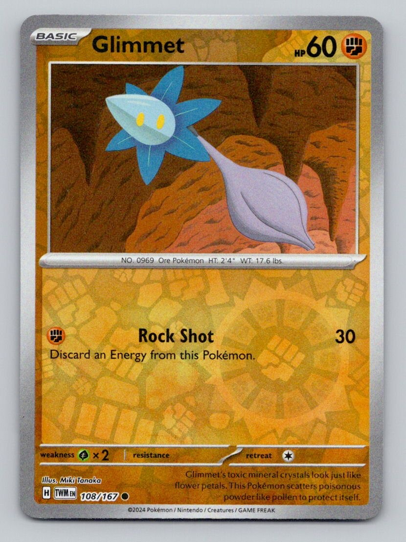 Glimmet 108/167 Common Twilight Masquerade Pokemon Reverse Holo Near Mint