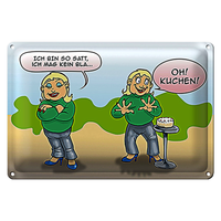 Blechschild Spruch 30X20Cm Ich Bin So Satt Oh Kuchen
