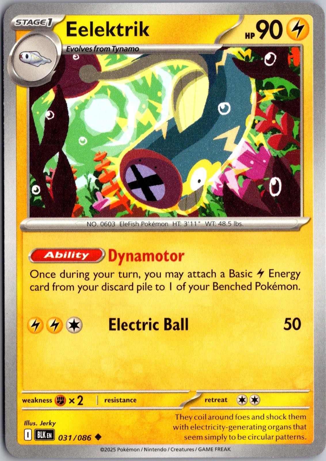 Eelektrik 031/086 Uncommon Black Bolt Pokemon Near Mint