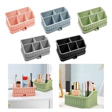 Toothbrush Holder Counter Organizer for Easy Cleaning Makeup Storage Box 5 Holes