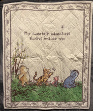 Classic Winnie The Pooh 100 Cotton Quilt 38  x48  DISNEY Piglet Tiger Eyesore