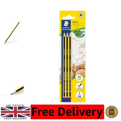 Pack of 3 HB Noris Graphite Pencils - Erasable, Pre-Sharpened & Ideal for School