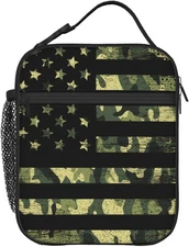 Camouflage American Flag Lunch Box - Camo Insulated Lunch Bags for Women/Men/Gir