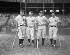 This photo shows Lou Gehrig Joe Gordon Red Rolfe Frankie Crosetti - Old Photo