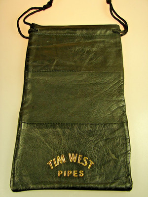 New Tim West Pipes Designer Lg. Gold Letters Pipe & Accessories Bag w/Drawstring