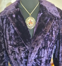   60's   70's HOMESPUN CRUSHED VELVET   Purple Coat Hippie Mod Glam Rock