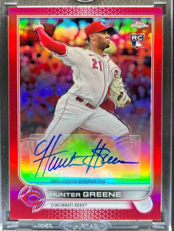 2022 Topps Chrome Hunter Greene Red Refractor RC Auto #’d /5, Autograph Rookie