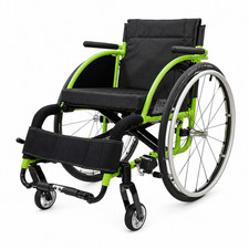 Lightweight Foldable Sport Wheelchair Aluminum Frame 24" Tires 250 lbs Green