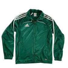Adidas Clima365 Green w/ White Stripes Zip Up Jacket Youth L Athletic Soccer EUC