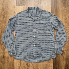 Vtg 50s Wash and Wear Shirt Loop Collar L/S Atomic Sanforized 1950s Mens Small