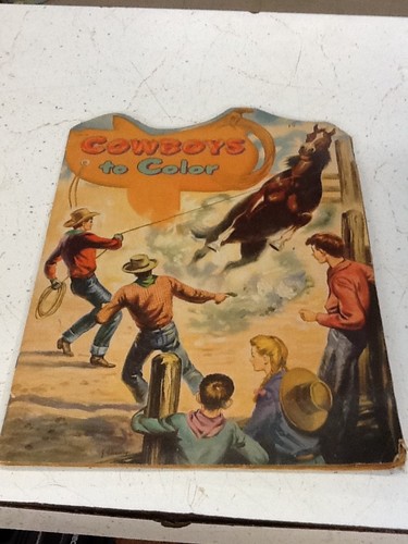 Vintage 1951 WHITMAN Cowboys To Color Large Coloring Book 1144-15 15" X 15"
