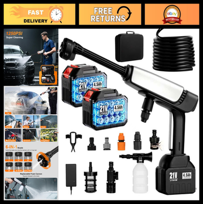 #ad #ad Portable Cordless Pressure Washer Battery Powered 2x 4.5Ah Batteries 6 in 1 $136.99