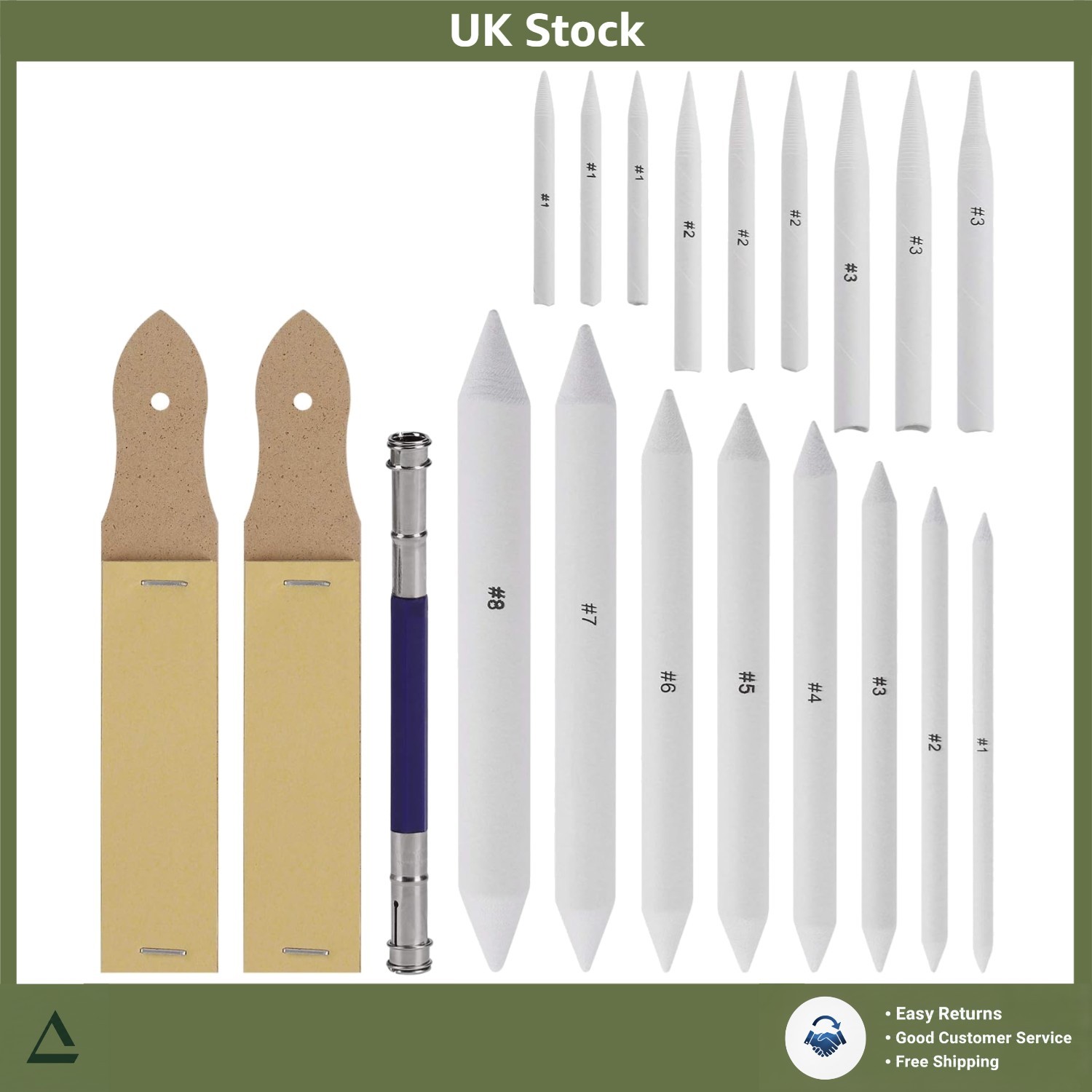 Professional Art Blending Stumps and Tortillions Sketch Drawing Set 20 Pieces