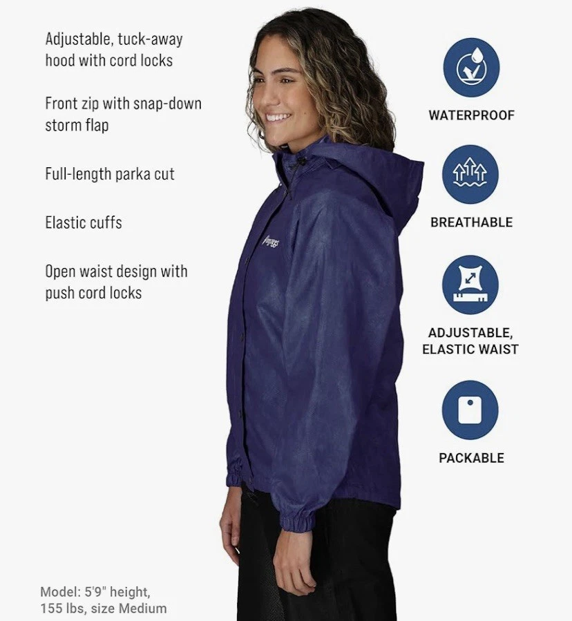 Frogg Toggs Mujer’s 2 Piezas Impermeable Chaqueta con Capucha y Pantalones Púrpura/Negro Foto 2 de 4