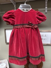 Vintage Philadelphia Good Lad Girls Dress 3T Red Velvet Faux Pearl Bead Necklace