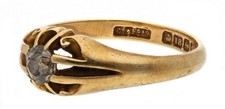 6gs Antique 18ct Old Cut Solitaire Diamond Gypsy Style Ring Size T 0.4ct- 1915