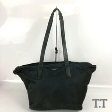 PRADA nylon logo plate handbag black ladies brand tote bag triangle logo shoulde