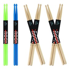 5A Drum Sticks Maple Wood Drumsticks Blue Green Nylon Drumstick for Kids Adul...