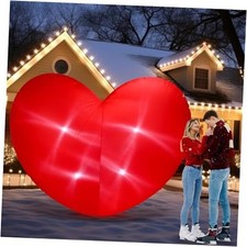 7ft Valentine's Day Inflatable Heart with LED Light Giant Red Heart Blow up