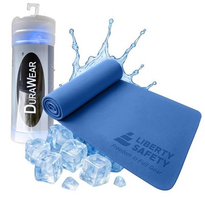 Blue Cooling Towel for Neck PVA Wrap with Storage Case 26 x 16.5 in