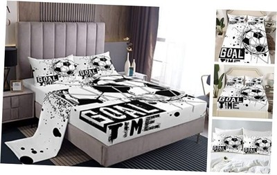  Kids Football Bed Sheets 4PCS, American Soccer Sheet Set Sports Full Multi 06