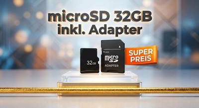 microSD Speicherkarte, Memory Card 32GB inkl. Adapter, Handy, Drohne, Kamera