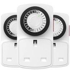 24H Plug-in Timer Socket Mechanical Mini Switch for Lights Appliances 3 Pack
