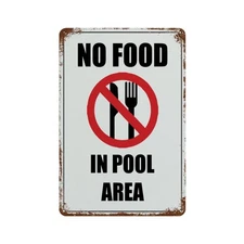 No Food In Pool Area - Pool Metal Sign Home Room Decoration