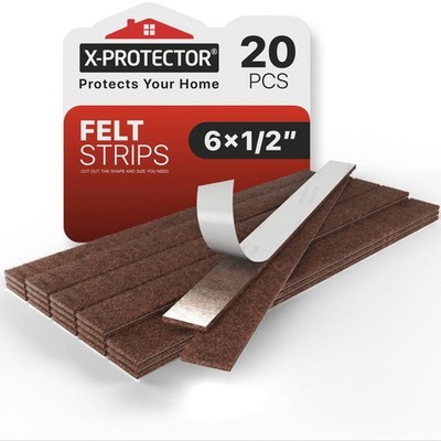 X-Protector Felt Furniture Pads - 20 PCS 6 x 1/2'' - Premium Felt Strips with ...