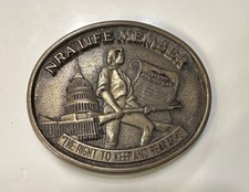 NRA Life Member "Right To Keep And Bear Arms" Jadco Brass Belt Buckle Winchester