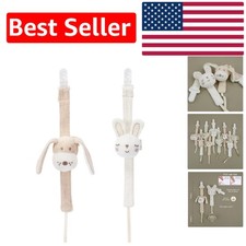 Eco-Friendly Pacifier Clip Set for Infants - 2 Fish  Bunny Holders Included