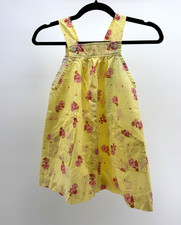 Vintage Girls One Size Yellow Floral Sundress Knee Length Sleeveless