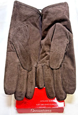 Vintage Isotoner Women's Sensations Fleece Lined Brown Suede Leather Gloves LG.