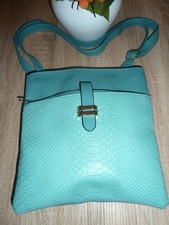 Damen Hand-Umhängetasche, türkis, Kunstleder, 23x24x1,5cm, sehr gut erhalten