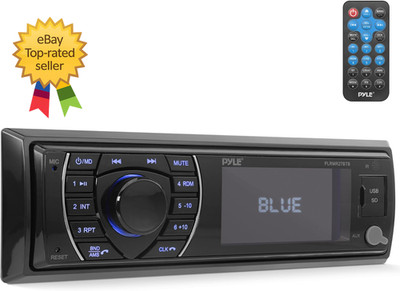 Bluetooth Marine Receiver Stereo 12V Single DIN Style Boat PLRMR27BTB Black