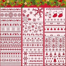 12 Pieces Christmas Stencils for Painting on Wood Reusable Plastic Template 8.3