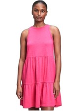 Gap Tiered Sleeveless Mini Dress Sz M Pink With pockets
