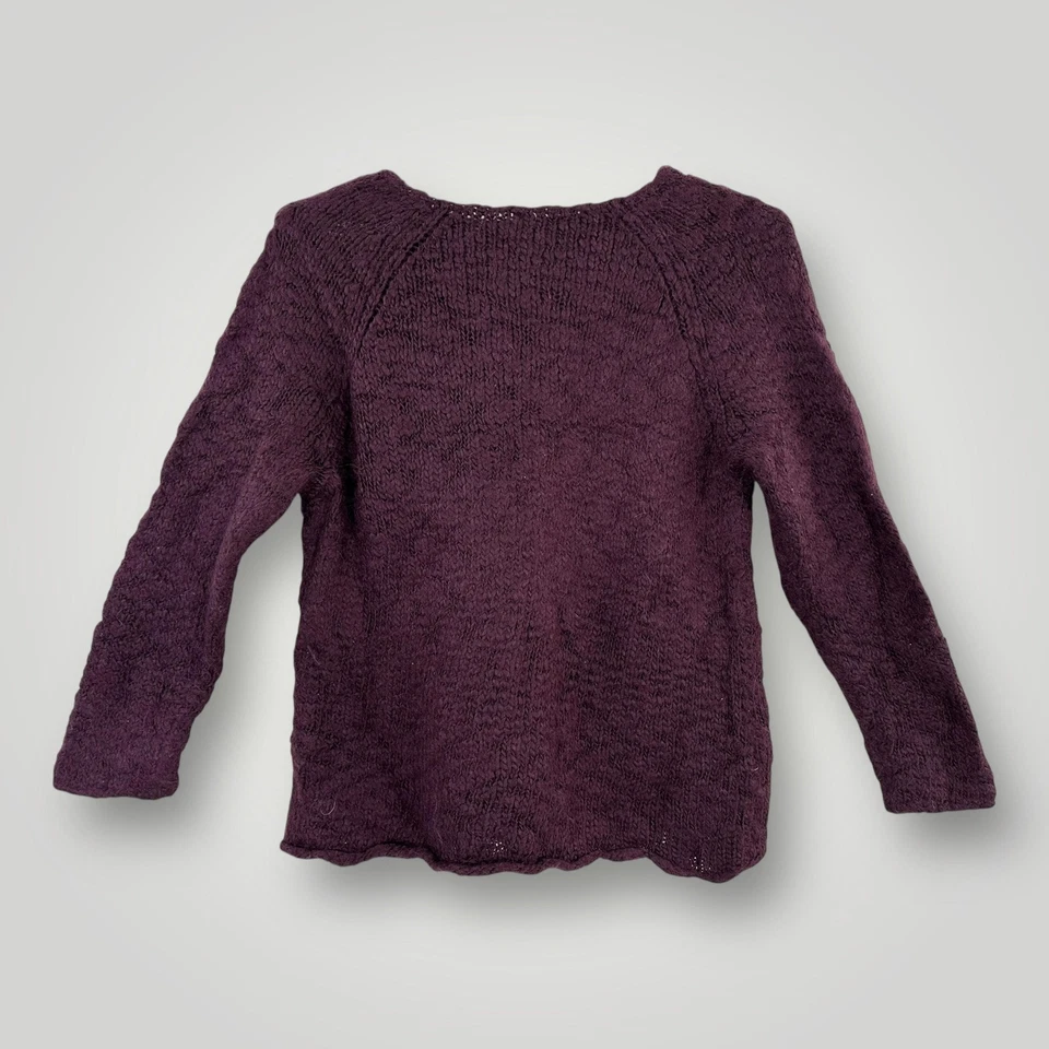 J.Jill Sweater Womens XL Purple Wool Alpaca Blend Raglan Chunky Knit Pullover - Image 3 of 4