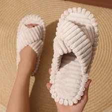 Fashion Corduroy Slippers Soft Cross Band Home Slides